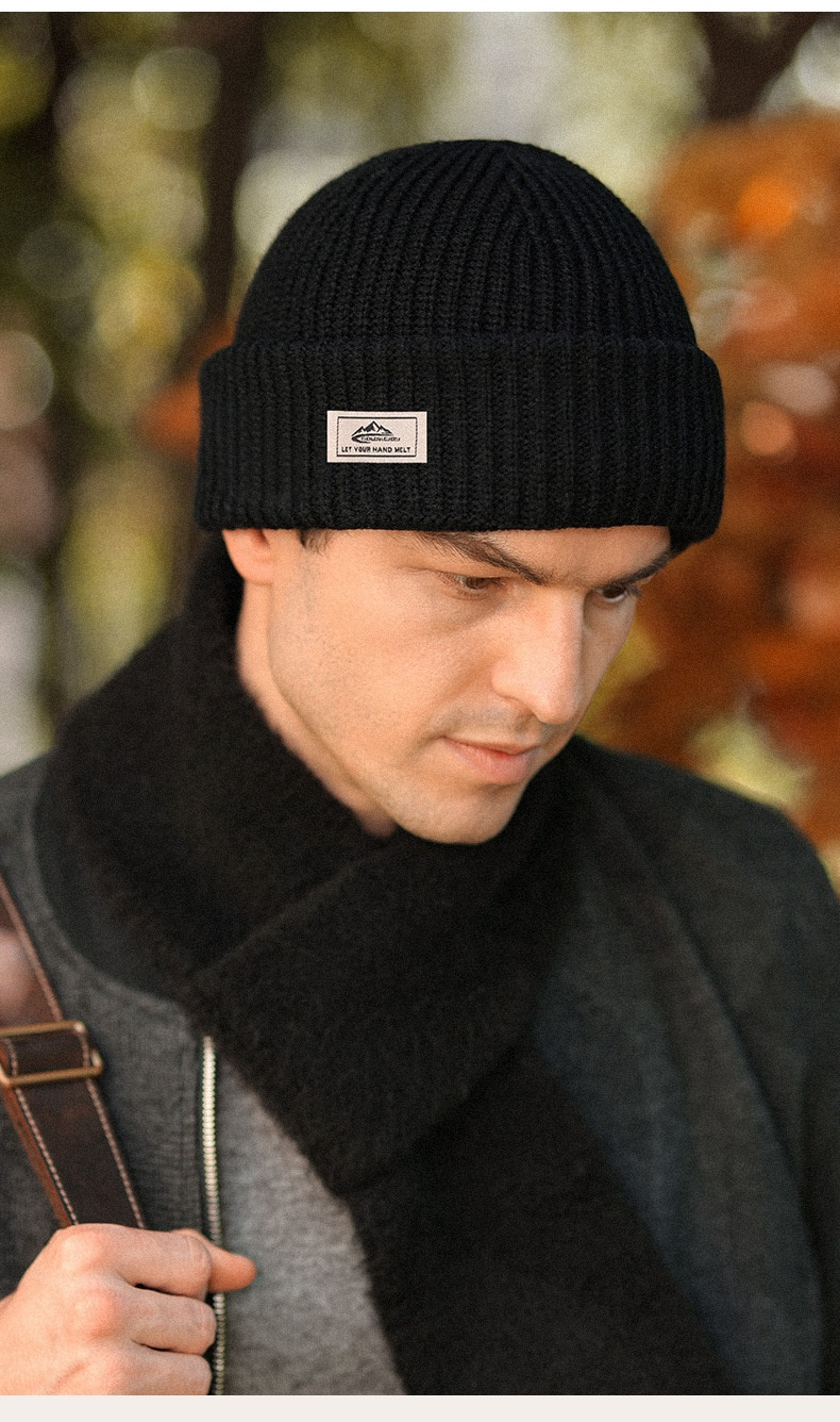 Autumn and Winter Warm Knitted Hats for Men's Windproof and Cold Fitting Headwear, Plush Cold Hats, Woolen Hats, Pure Cotton Hats_voghion.com