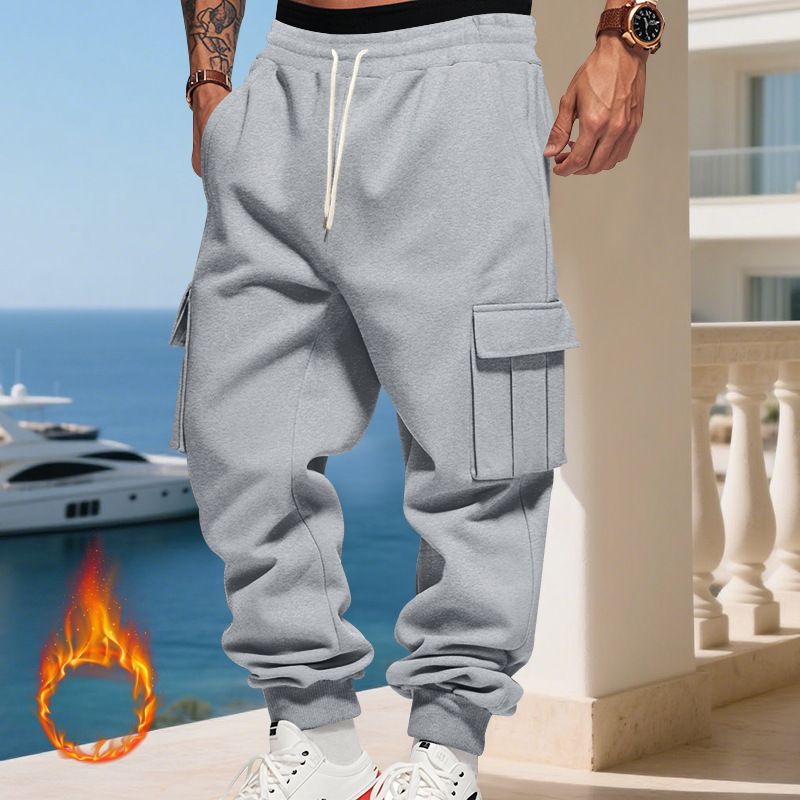 Pantaloni cargo da uomo foderati in pile - Jogger casual caldi invernali con tasche multiple, vestibilità ampia, vita elastica, comodi ed eleganti per l'uso quotidiano_voghion.com
