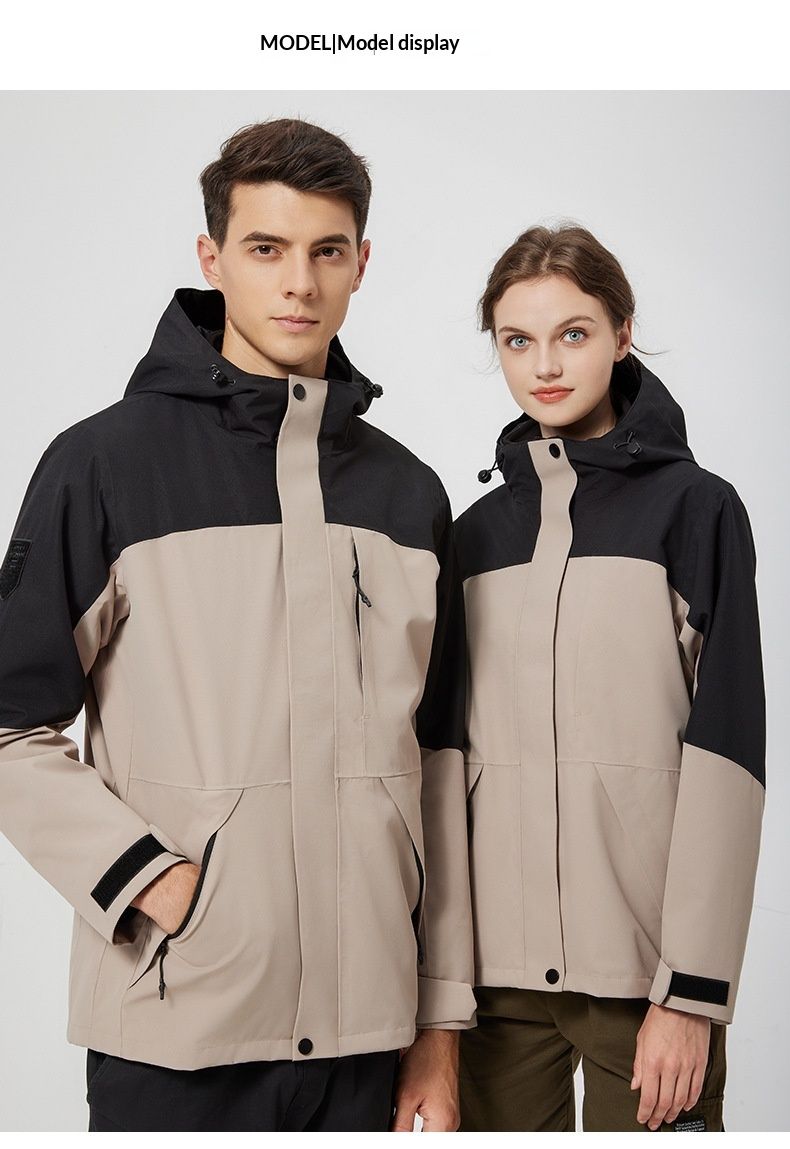 QFV50704555550<== Erkek ve Kadın Tam Isı Yalıtımlı Bantlı Rüzgar Geçirmez Su Geçirmez 3'ü 1 Arada Çıkarılabilir Ceket Açık Hava Yürüyüş İş Giysisi_voghion.com