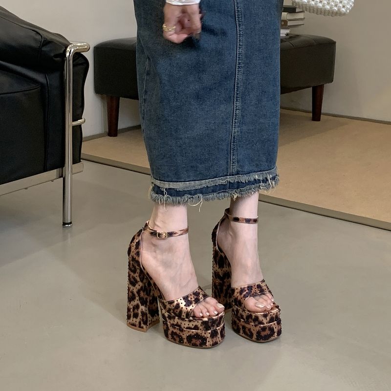 Waterproof Platform High Leopard Print Open Toe Sandals 2025 Spring And Summer New Thick Heel Multifunction Sexy Runway Professional Single Shoes_voghion.com
