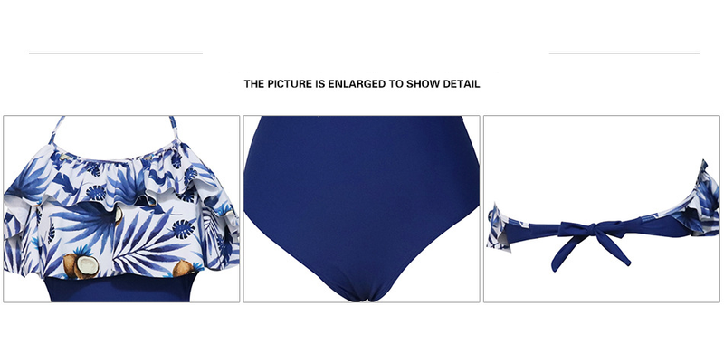 Mother&Kids Swimsuit print one-piece two-ruffled family swimsuit_voghion.com