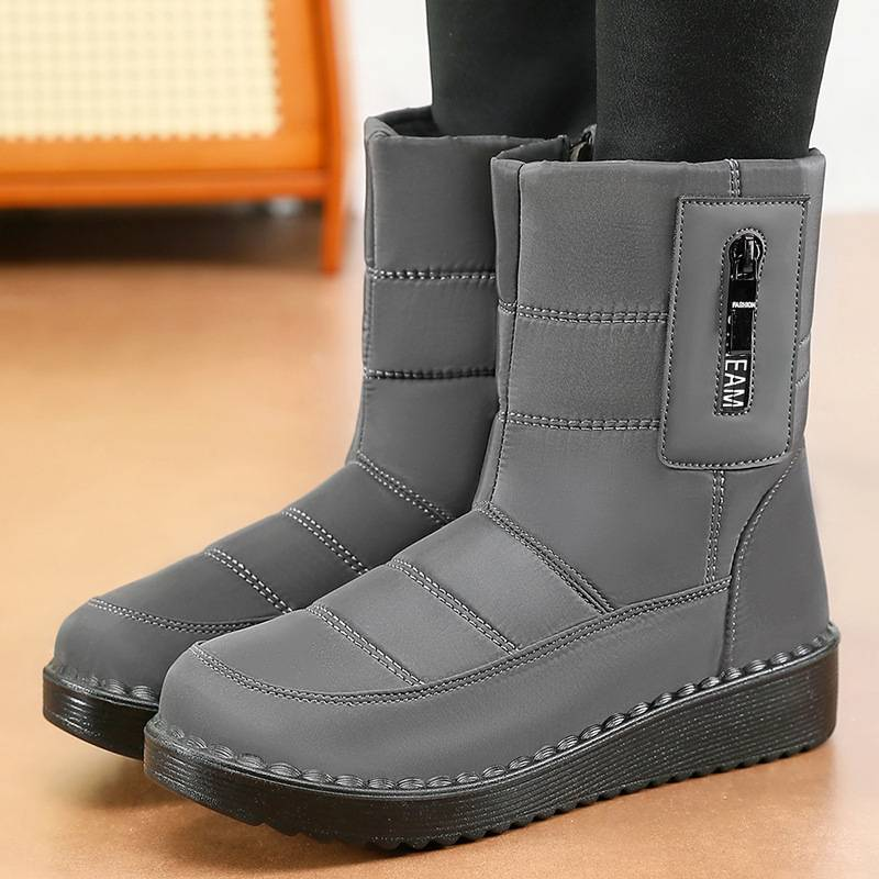 Damenschuhe Polyurethan plus Samt verdickte Stiefel Outdoor warme Sport Schneestiefel lange Baumwollstiefel_voghion.com