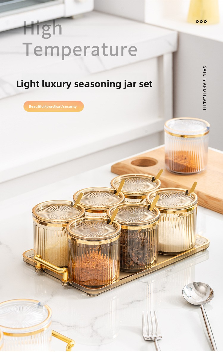 5-in-1-Gewürz-Organizer-Set – stapelbare Gewürzbehälter für die Küche mit Löffel (luftdichte Deckel, transparentes Design, platzsparend)_voghion.com