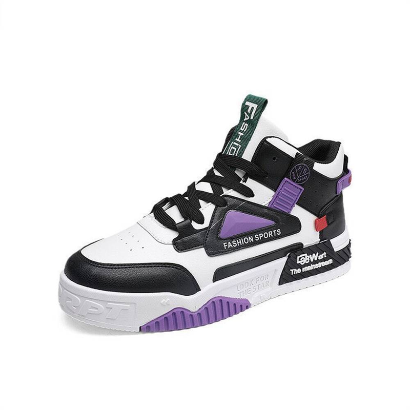 2025 Fashion Sneakers Small White Shoes Walking Shoes Men's High Top Lace-Up Artificial PU Non-Slip Wear-Resistant Running Shoes 39-44_voghion.com