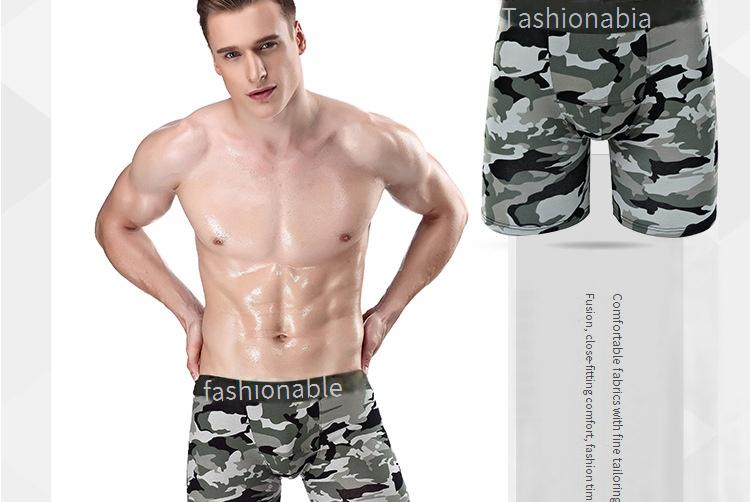 Men's Long-Length Camouflage Print Cotton Boxer Briefs - Anti-Chafing, Moisture-Wicking, Comfort Fit For Sports & Running_voghion.com