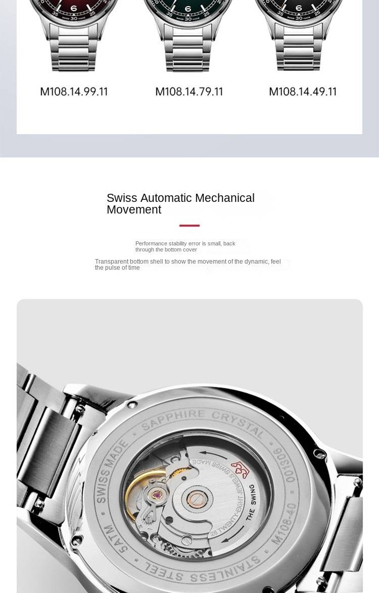 Schweizer automatische mechanische Marvin-Uhr: Stilvolle, leuchtende Freizeituhr für Herren_voghion.com