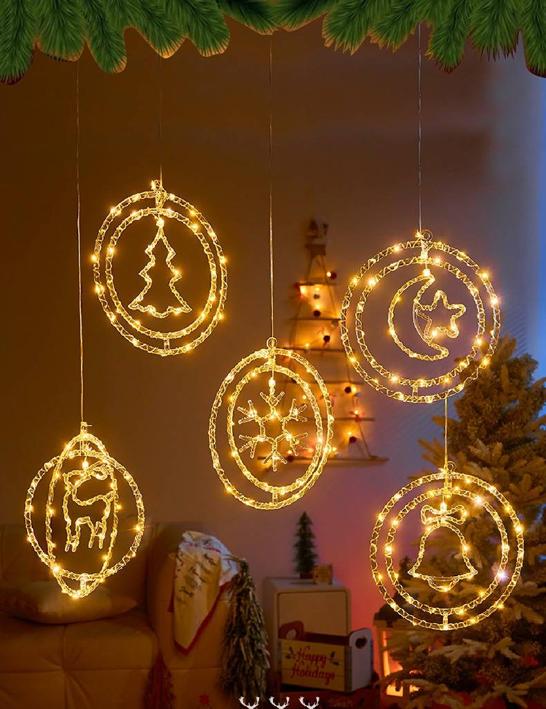 Luci natalizie a LED 8 in 1 con telecomando: 12 motivi festivi (fiocchi di neve, alberi, stelle e altro) per decorazioni natalizie da interni._voghion.com