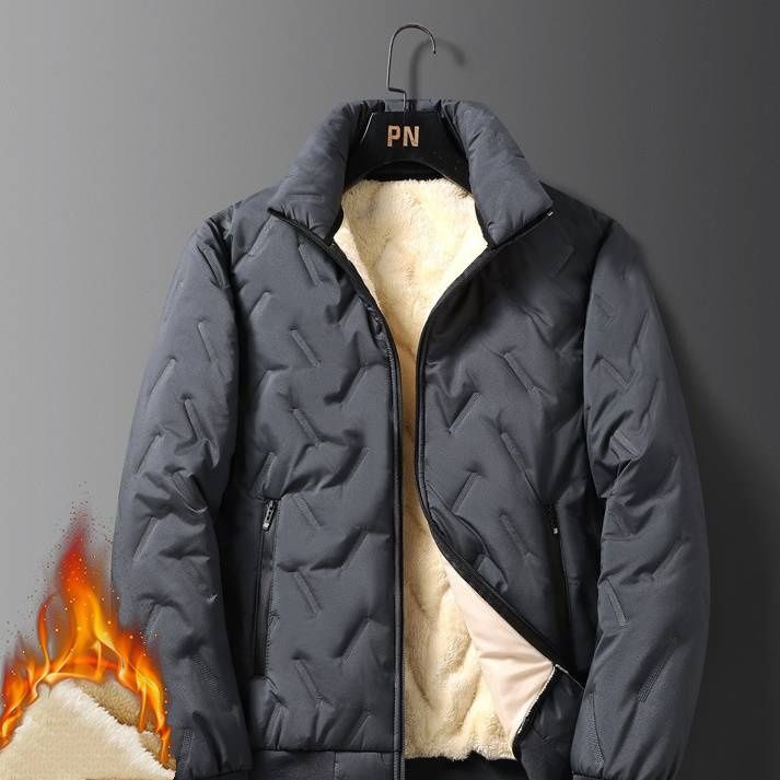 Men's Fleece-Lined Winter Tracksuit Set - Cozy Thermal Jacket & Jogger Pants For Cold Weather (Black/Grey Color Options)_voghion.com