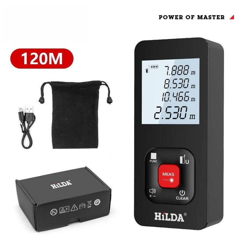 Medidor de distância a laser de alta precisão 50 m/100 m/120 m, ferramenta de medição portátil para uso interno e externo_voghion.com