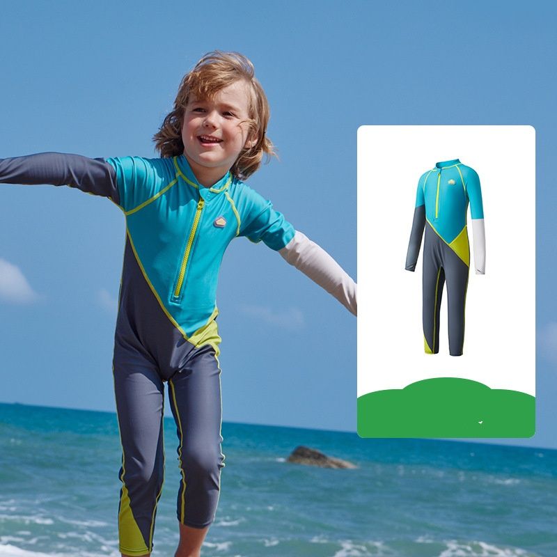 "Kids UPF 50+ Long Sleeve Rash Guard Swimwear – Chlorine-Resistant, Anti-Bacterial & UV Protection, One-Piece Swimsuit For Boys Girls_voghion.com