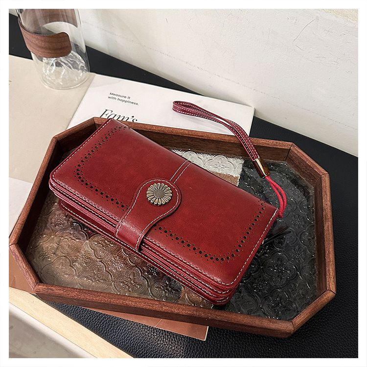 Wallet, long zippered, women's leather wallet, 2024 new high-capacity handbag_voghion.com