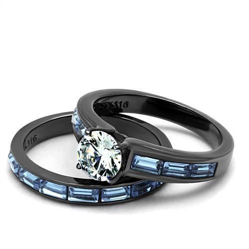 TK2845 - IP Light Black (IP Gun) Stainless Steel Ring with AAA Grade CZ in Clear_voghion.com