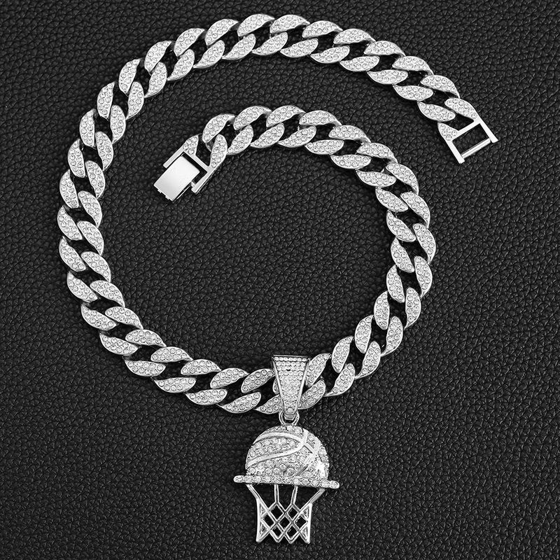 Sıcak satış tam elmas basketbol çerçeve kolye Küba kişilik kolye takı_voghion.com