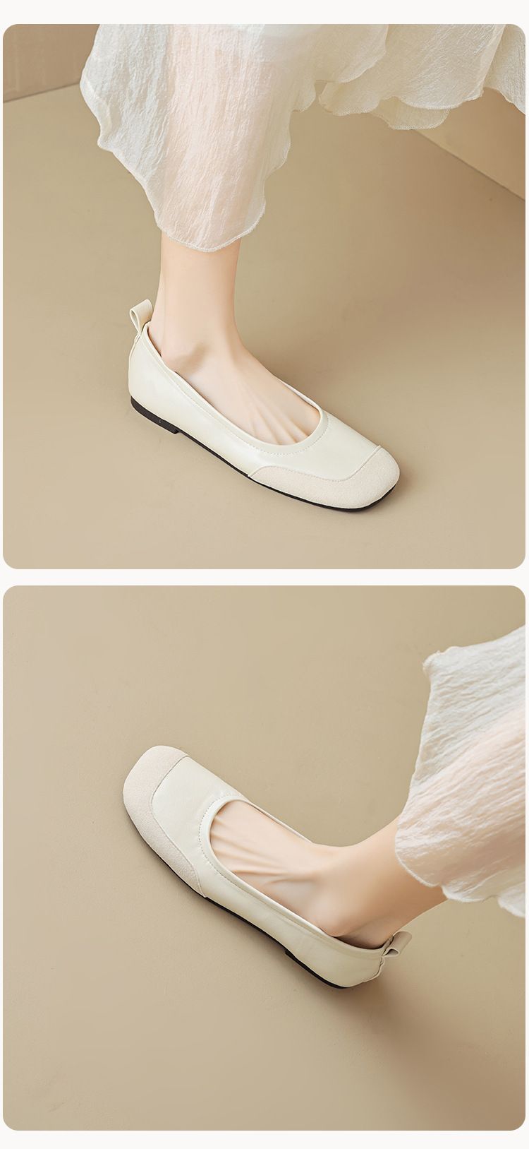 Square Head Single Shoes Women's Summer Flat Bottom Retro One-pedal Doudou Shoes Shallow Mouth Soft Sole Ballet Shoes_voghion.com
