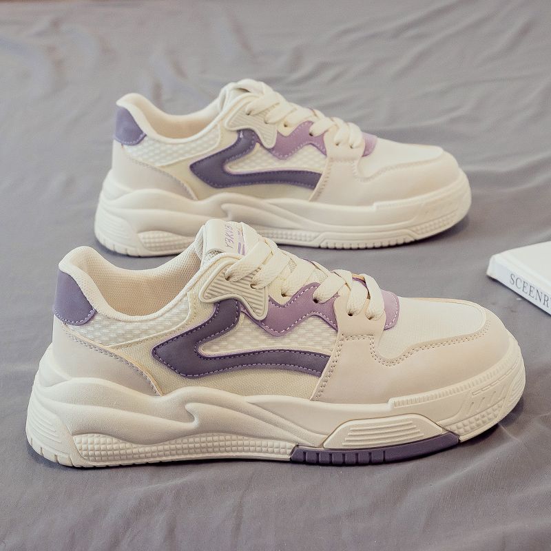 Nuova moda color block per sport e tempo libero per l'autunno 2025, lacci bianchi, stile college, scarpe da donna taglie forti_voghion.com