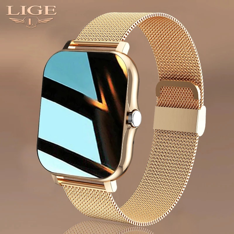 LIGE New Women Watch Men 1.69" Color Screen Full touch Bluetooth Call Smart Bracelet Life Waterproof Fiess Tracker_voghion.com