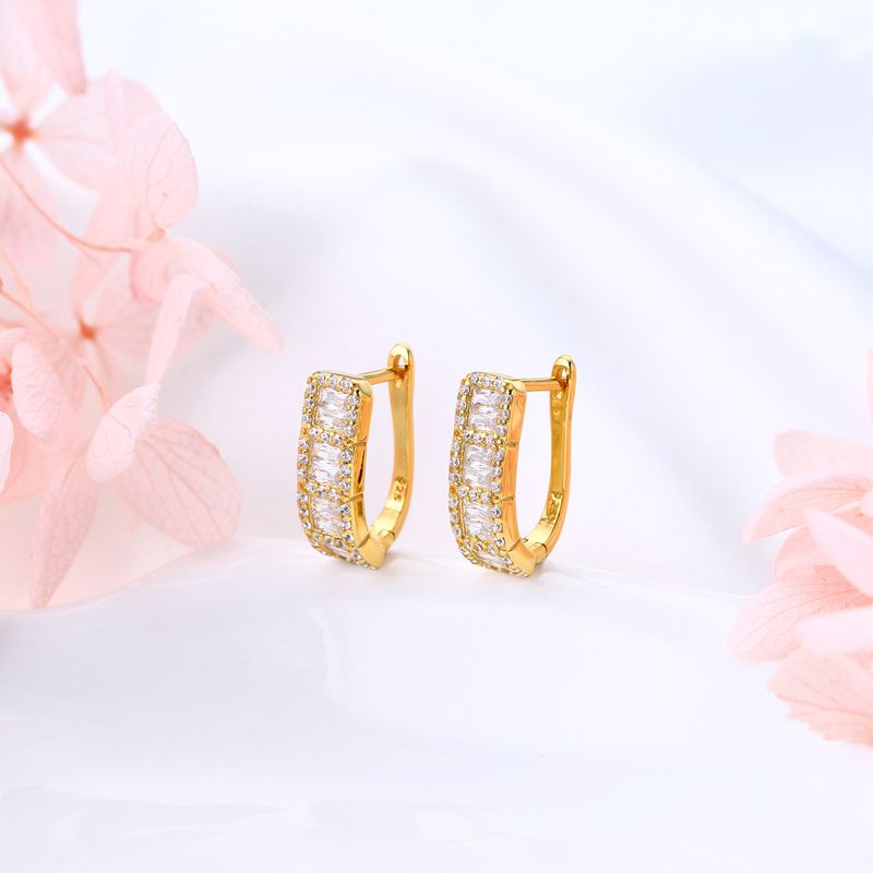 Orecchini in argento sterling con zirconi super scintillanti, famosi su Internet, alla moda e semplici._voghion.com