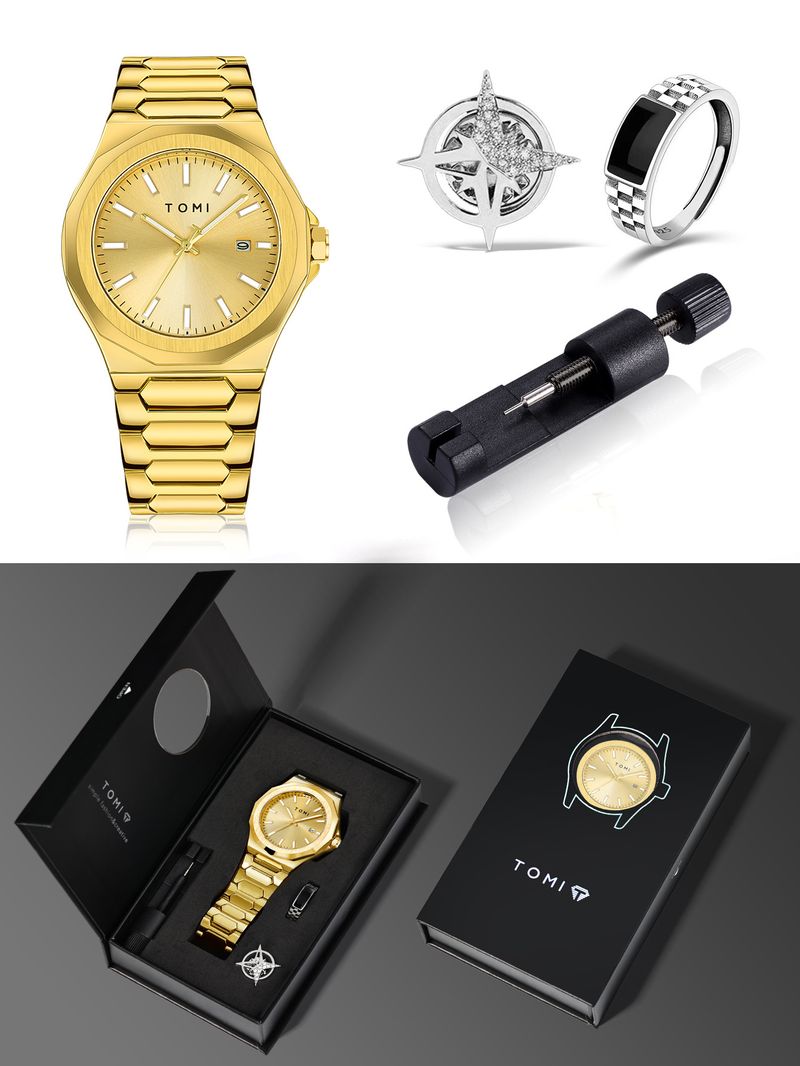 New Waterproof Calendar Non-Mechanical Brooch Gift Box Set Watch Men_voghion.com