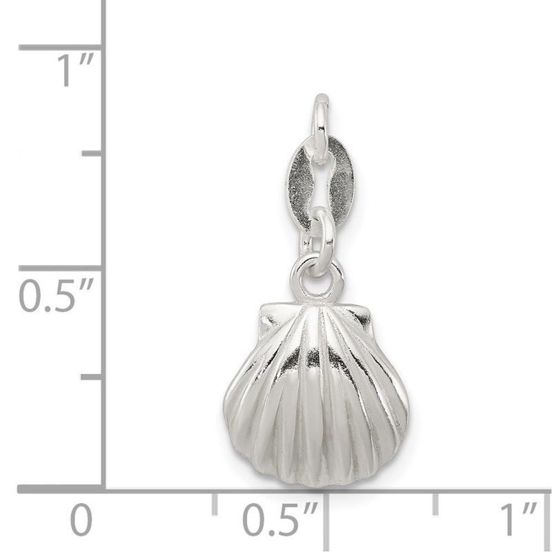 Sterling Silver Polished & Satin Seashell Charm_voghion.com