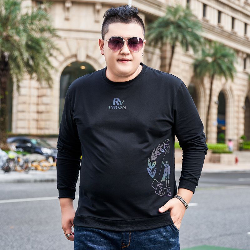 Große Herren Frühling und Herbst Personalisierter Bedruckter Pullover Herren Dicker Plus Size Rundhalspullover Herren Langarm Dicke Kleidung_voghion.com