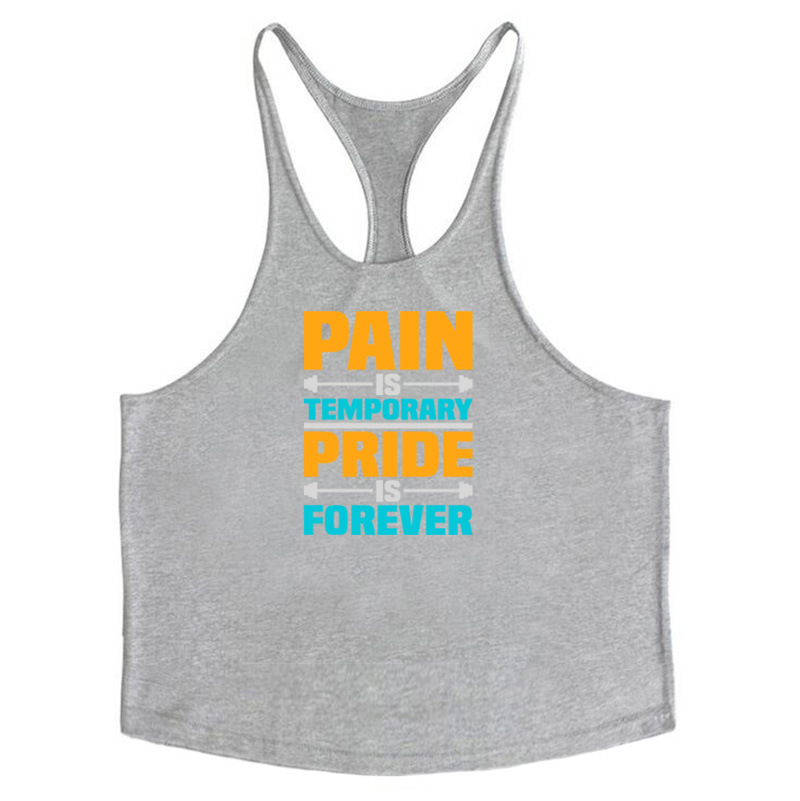 Trendy Summer Muscle Exercise Brother Men's Fitness Tank Top Elastic Pure Cotton Sling Racerback Tank Top_voghion.com