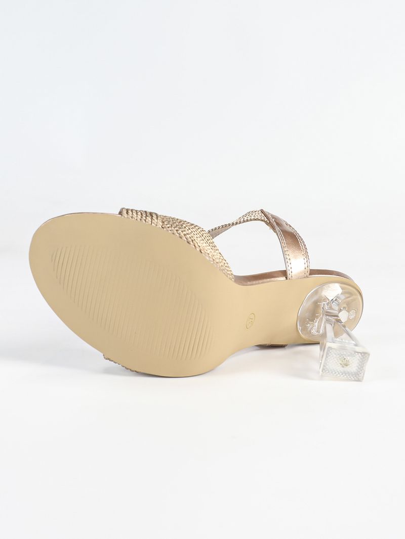 Riemchensandalen mit runder Zehenpartie für Damen – Transparenter, klobiger Absatz mit elastischen Querbändern (Sommer, Freizeit)_voghion.com