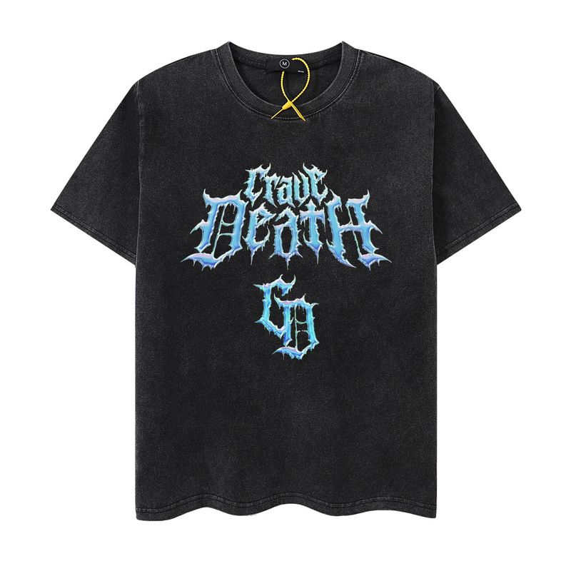 Vêtements pour hommes européens et américains nouveaux t-shirts à manches courtes tendance pour hommes et femmes printemps et été 2024 laser rétro vieux sel frit lavé_voghion.com