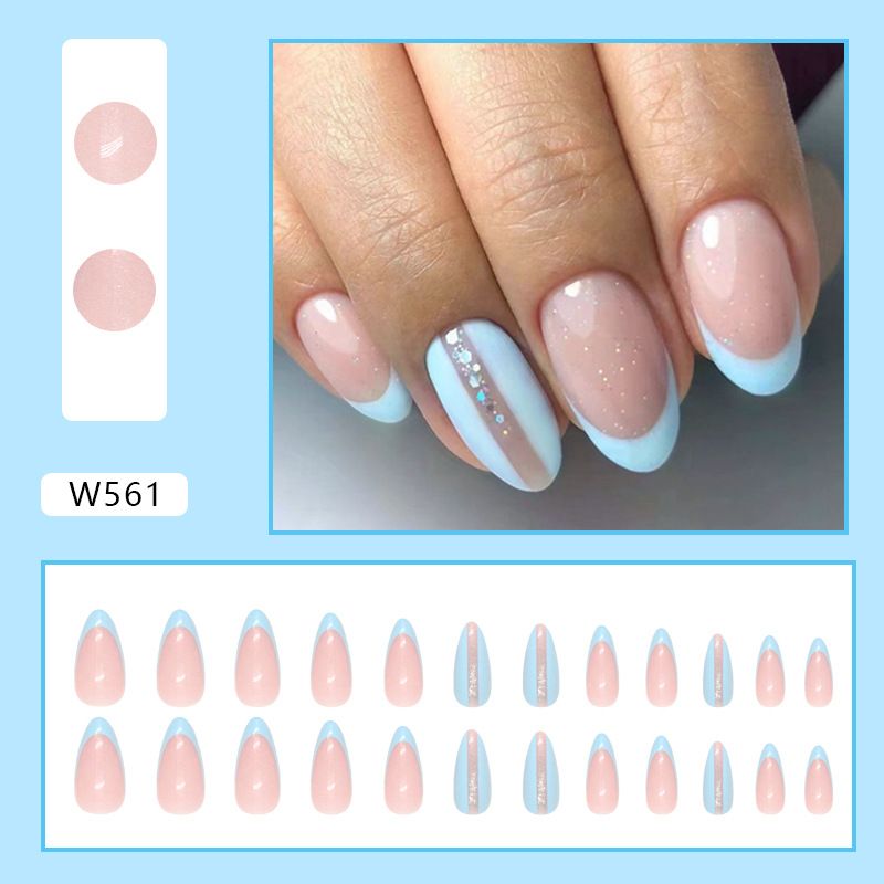 Nail Art mignon frais amande armure bleu clair simple Nail Art léger luxe Ins Style Nail Fashion portant armure_voghion.com