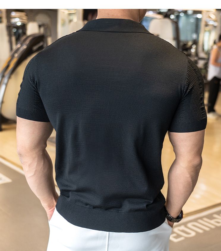 Herren-Strick-Poloshirt – Frühling/Sommer, kurzärmelig, lockere Passform, Revers, Freizeithemd_voghion.com