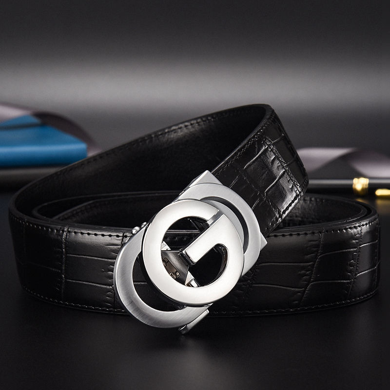2023 New Selling G Belt Men's Genuine Leather Crocodile Pattern Automatic Buckle Belt Cowhide Fashion Business Simplicity Trend_voghion.com