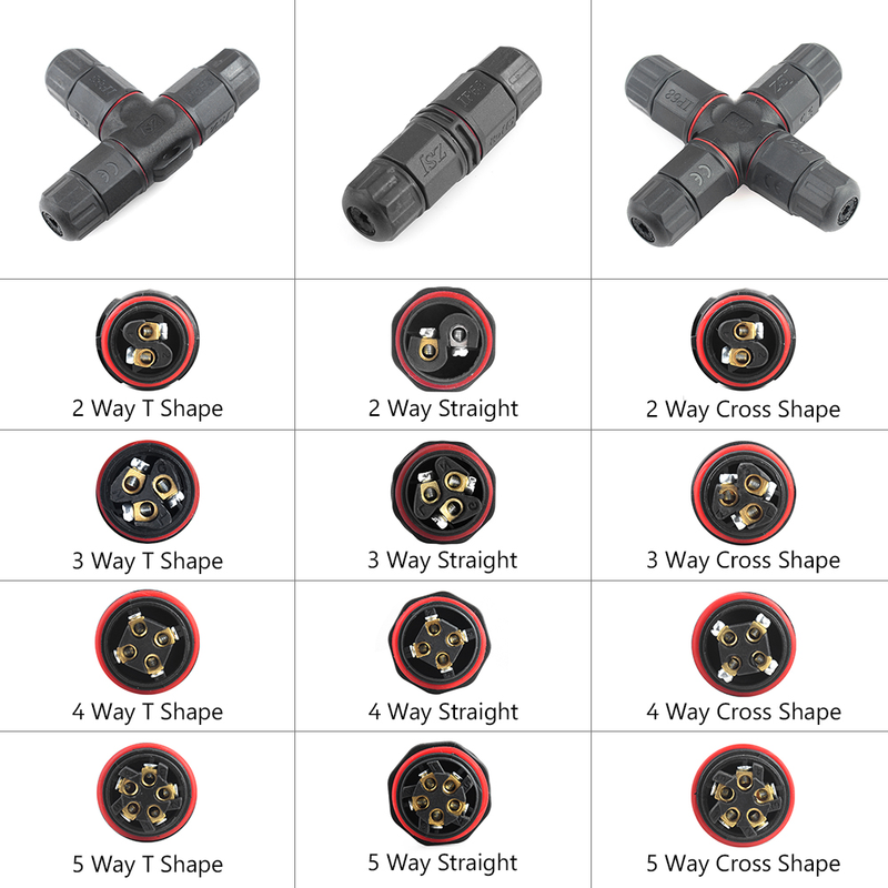 10pcs 2/3/4/5 Pin Waterproof Connector Electrical Terminal Junction Cable IP68 Adapter Set Wire Screw LED Light Box Outdoor_voghion.com