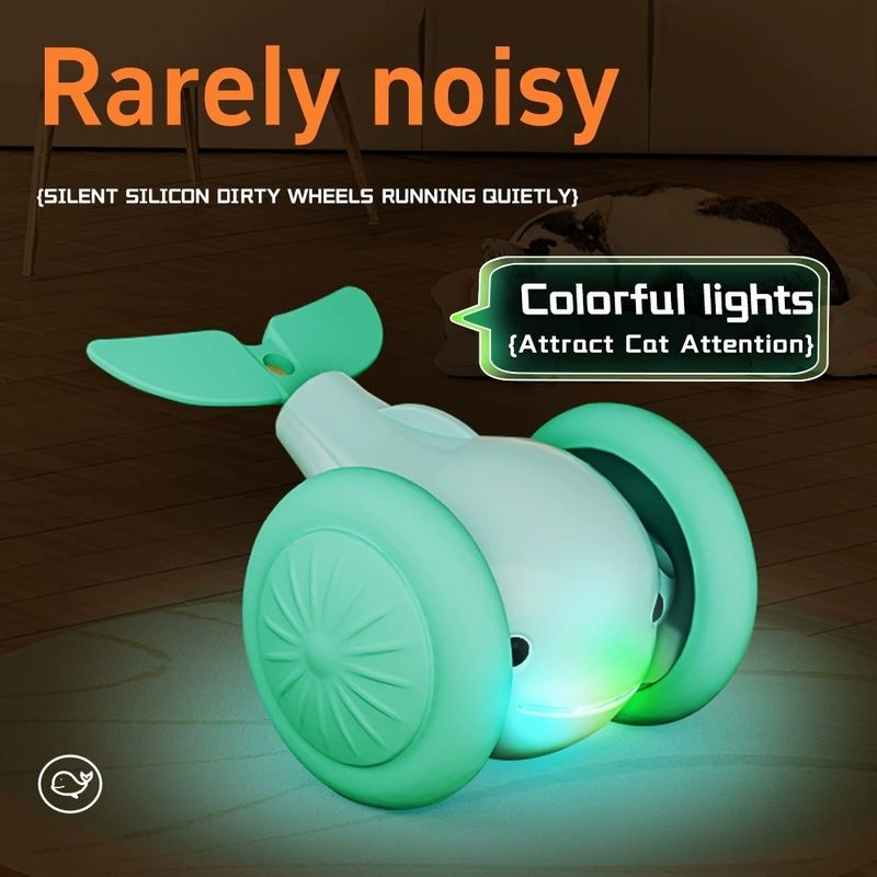 New Interactive Cat Toy Electric Car Whale Automatic Teaser With Intelligent Obstacle Avoidance Pet Toys For Kittens By PawParty Store_voghion.com