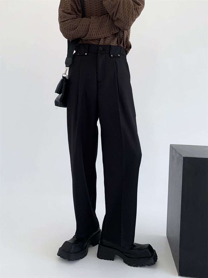 Herrenbekleidungsstil Design Anzughose mit hoher Taille Herren Drape High-End Frühling und Herbst Lässige lockere gerade Hose Sommerstil_voghion.com