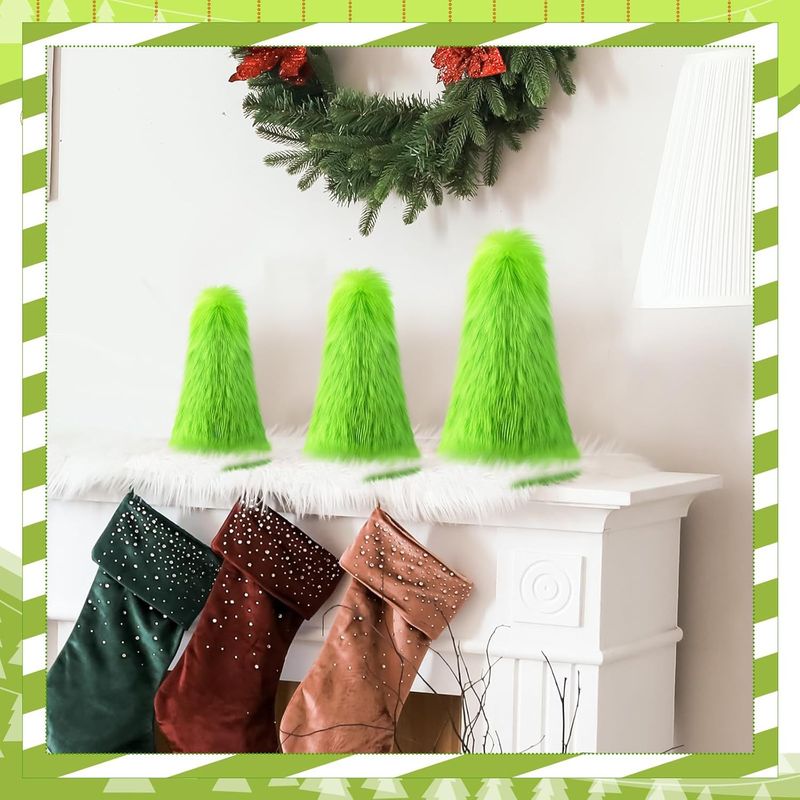 Party Supplies Christmas Day Christmas Atmosphere Green Plush Ornaments Christmas Tree Decoration Props_voghion.com