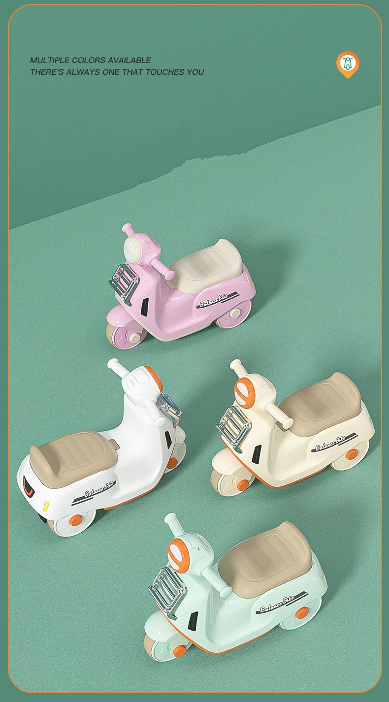 Bici senza pedali per bambini da 1 a 3 anni, triciclo per l'apprendimento senza pedali con pneumatici chiusi, design antiscivolo in materiale PP, per interni ed esterni._voghion.com