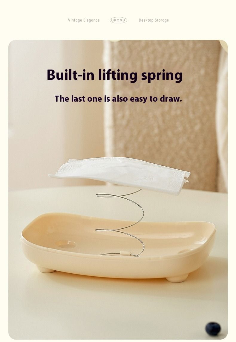 Tissue Box, Living Room, High-end Feeling, Household Kitchen, Toilet, Paper Box, Multi-functional Spring Lift Paper Box._voghion.com