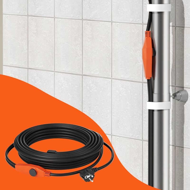 Pipe Heating Cable 60FT 7W/FT Heat Tape For Pipes With Built-in Thermostat_voghion.com