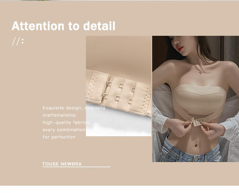 Damenbekleidung Trägerlose Unterwäsche für Damen Rutschfester, kleiner Busen Push-Up-BH Gewickeltes Tube-Top Unsichtbarer, Anti-Freiliegender, schöner Rücken-BH_voghion.com