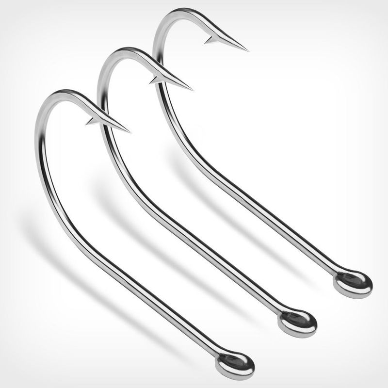 Stainless Steel Lure Soft Sea Fishing Seahorse Tube Long Handle With Ring Live Bait Single Hook 20pcs/box_voghion.com