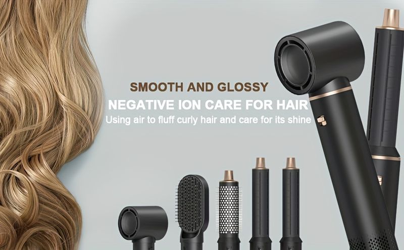 Blow 5in1, Negativ-Ionen-Trockner-Set, Styler, Wickel-Lockenwickler, Upgrade-Heißluft-Lockenstab, Haarstyling-Tools als Geschenk für_voghion.com