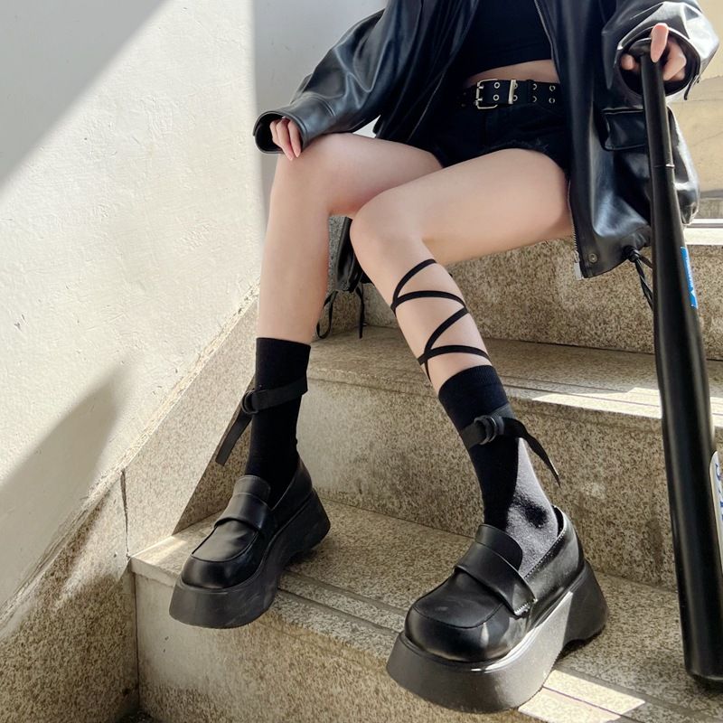 2025d Functional Lace-up Workwear Cool Punk Dark Gothic Hot Girl Style Ins Personality Belt Socks 200_voghion.com