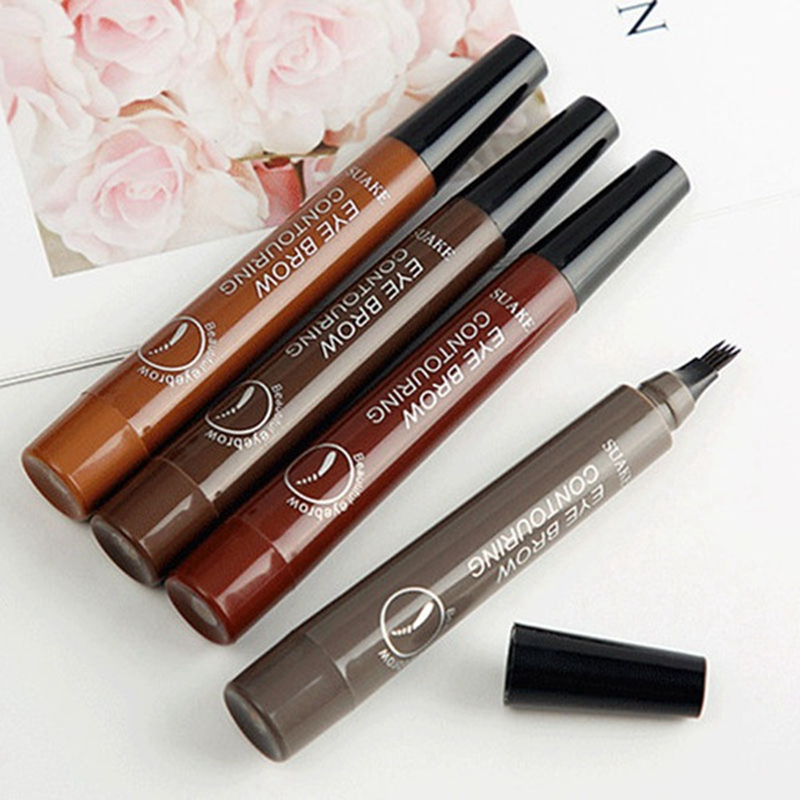 5 Colors Dark Brown 4 Point Liquid Eyebrow Pencil Microblading Waterproof Eyebrow Pencil Tattoo Eyebrow Pen Makeup_voghion.com
