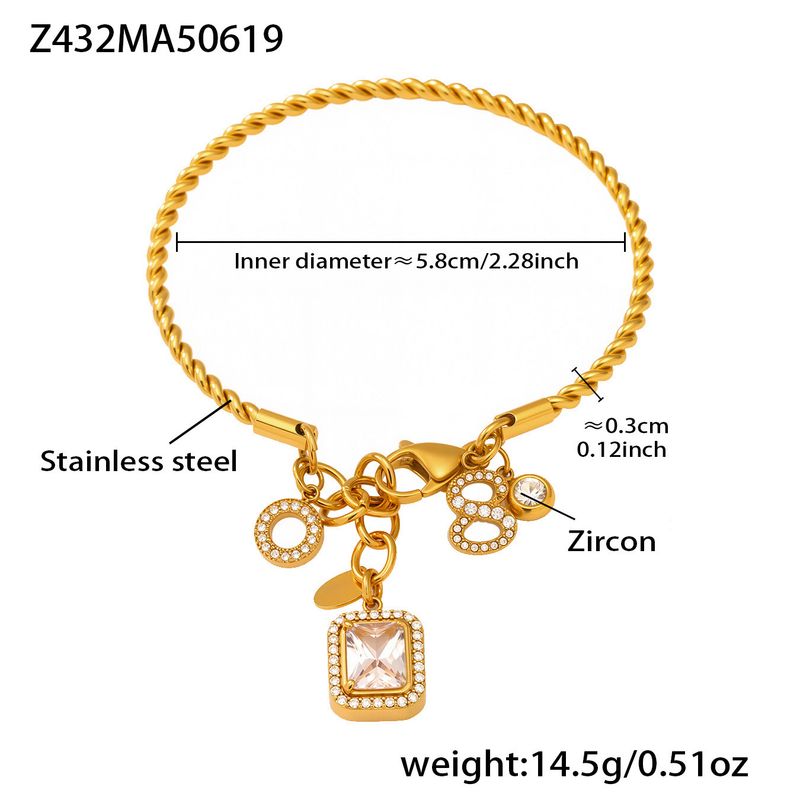 Square Sugar Geometric Diamond Inlaid Pendant Bracelet Made Of Titanium Steel That Does Not Fade, With A Light Luxury Temperament_voghion.com