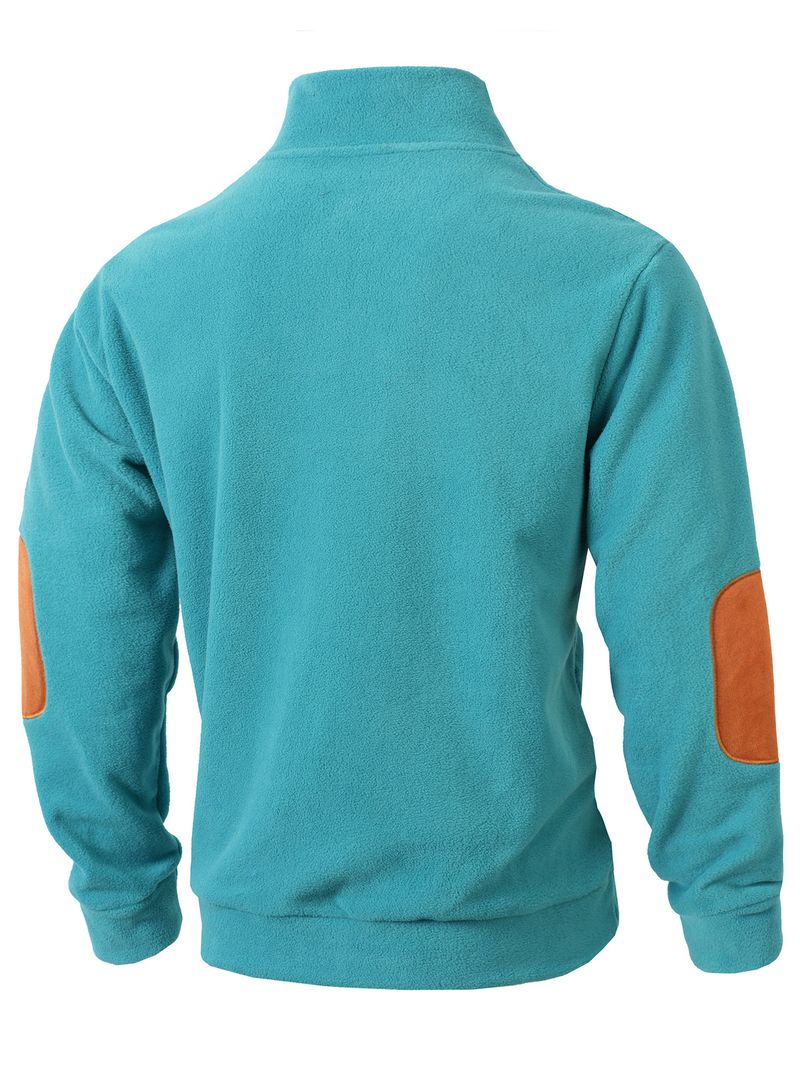 Abbigliamento da uomo Felpa color-block con colletto alto da uomo – Pullover slim fit con pannelli a contrasto per uno stile minimalista moderno_voghion.com