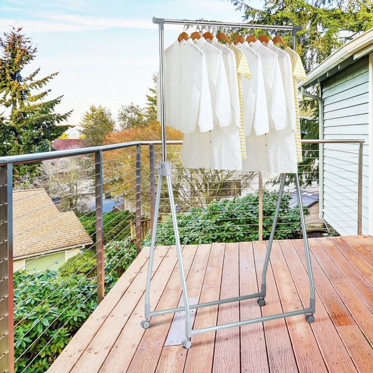 Extendable Foldable Heavy Duty Clothing Rack with Hanging Rod_voghion.com