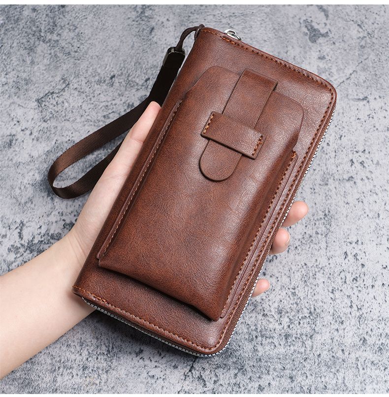 Carteira masculina longa nova carteira multi slots para cartão carteira dois em um zíper empresarial multifuncional bolsa para celular_voghion.com