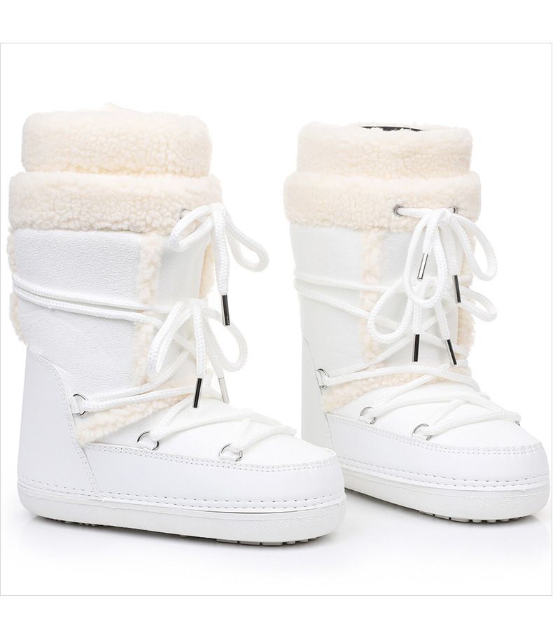 Lamb Wool High Tube Suede Space Boots Women's Ski Boots Warm_voghion.com