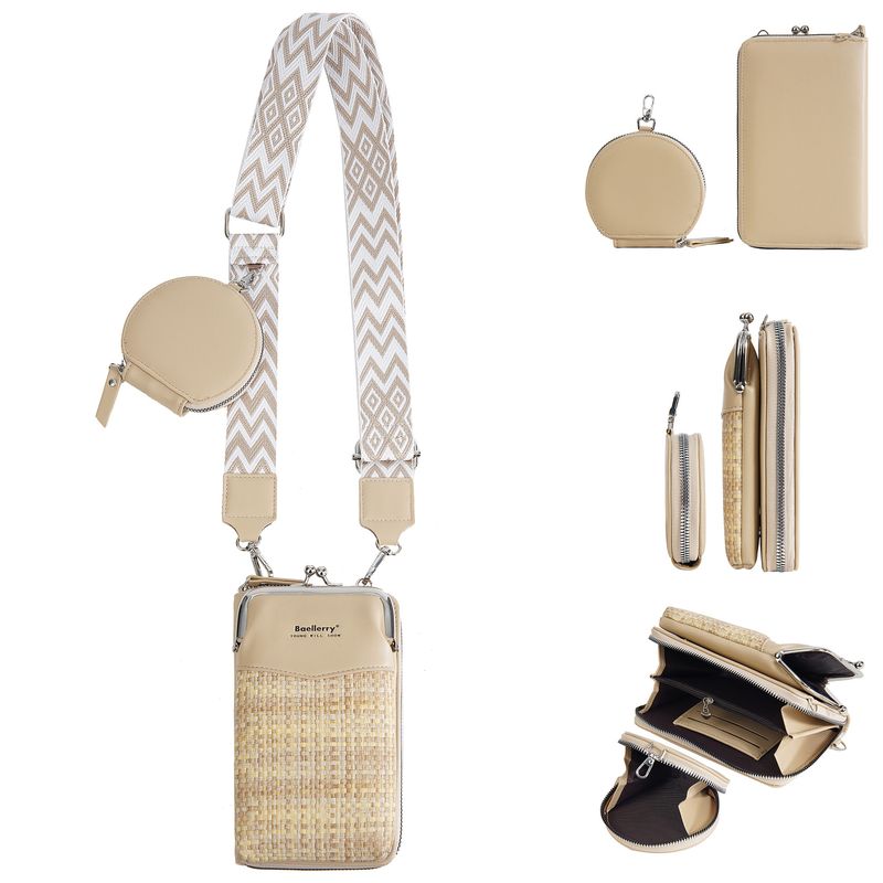 Borsa a tracolla da donna, stile di alta qualità, mini borsa a tracolla, nuova custodia per telefono in tessuto color block, borsa madre-figlia in PU_voghion.com