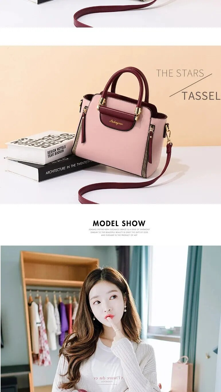 Fashion Color Contrast Handbag, ing Striped Crossbody Bag, Women's Elegant Office & Work Purse_voghion.com