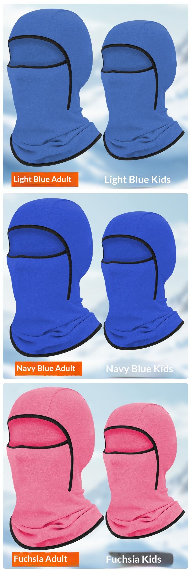 QFV50704555550<== Masque de cyclisme hivernal parent-enfant, couvre-chef chaud coupe-vent en polaire pour sports de plein air, bonnet de ski, cache-cou multifonctionnel_voghion.com